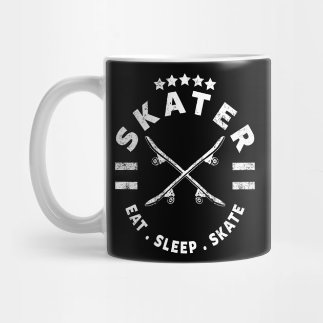 SKATER - SKATEBOARDER - EAT SLEEP SKATE by Tshirt Samurai